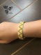 Bracelet jaune et gris en perles miyuki sur manchette aluminium - tissage peyote -