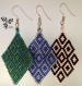 Boucle d'oreille losanges vert en perles miyuki - tissage brick stitch -