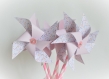 Moulins à vent liberty et son vase déco en origami , liberty, rose,  pour agrémenter votre déco.