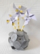 Moulin à vent jaune et gris personnalisables et son vase original en origami