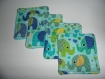 Lot de 4 lingettes lavables en coton, motif éléphants