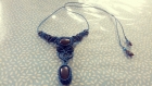 Collier labradorite grise sertie en macramé