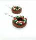 Boucles d'oreilles donuts de noël chocolat