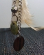 Collier femme pendentif boule métal, pendants plume et bois
