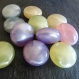 Lot de 11 grosses perles palets irisées couleurs pastel - 10 x 25 mm