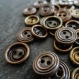 43 boutons ronds vintage en métal, mix de coloris bronze et cuivre - 10 et 12 mm