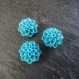 3 cabochons fleur en résine fleurs bleu vif - 10 mm
