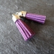 2 pompons en suédine violet et argent - 35 mm