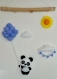 Mobile mural panda. ballons bleu chiné. décoration chambre bébé
