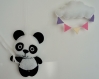 Mobile mural panda. ballons beige, rose et lila. décoration chambre bébé