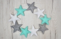 Guirlande d'étoiles, vert, gris et blanc. décoration chambre bébé