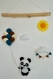 Mobile mural panda. ballons pétrole, chocolat et beige. décoration chambre bébé