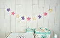 Guirlande d'étoiles, lila, rose et beige. décoration chambre bébé