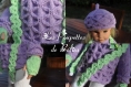 Tuto n / fiche explications tricot (et crochet pour l'écharpe) pour réaliser une tenue complète de 5 éléments pour poupées de 50 cm