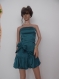 Turquoise short formal cotton satin dress, party dress, holiday dress, short dress,  balloon dress, ribbon dress