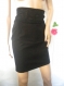 Stylish ladies' black straight skirt with high waist and lace.