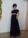 Beautiful ladies dress from dark blue brussels lace and fine tulle,  max size dress, holiday dress, dark blue dress, long dress