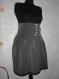 Ladies gray skirt with high waist, lace and set, used fabrics, cotton fabric with elastan, lace, metal buttons, lining