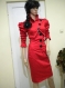 Stylish and elegant red suit with black buttons