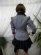 Elegant ladies coat - jacket, a combination of black and white wool fabric, black cotton textiles.