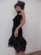 Black dress with naked back and leather, elegant dress, party dress, unusual dress, unique, designer dress