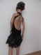 Black dress with naked back and leather, elegant dress, party dress, unusual dress, unique, designer dress