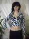 White black bolero or short blouse with a large collar