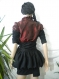 Stylish and elegant womens jacket in burgundy and black of embroidered bordo