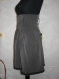 Ladies gray skirt with high waist, lace and set, used fabrics, cotton fabric with elastan, lace, metal buttons, lining
