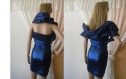Party blue dress with pathets and baucho from taffeta