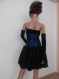 Elegant gown with net in blue, black taffeta and cuff links, unique,  non-standard stylish ladies dress, purse dress
