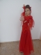 Children's dress for dancing or party, festive dress, red dress, two-piece dress, elastic skirt and bustier with ties, cufflinks.