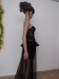 Elegant black gown of net and pathets, unique,  non-standard stylish ladies dress, dress with pants