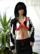Women bolero lining of fluff in black, white and red