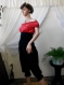 Stylish and elegant ladies jumpsuit red and black combination.