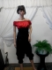 Stylish and elegant ladies jumpsuit red and black combination.