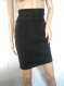 Stylish ladies' black straight skirt with high waist and lace.