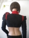 Ladies bolero with lining, combination of black and red