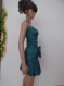 Turquoise short formal cotton satin dress, party dress, holiday dress, short dress,  balloon dress, ribbon dress