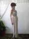 Elegant long beige linen dress