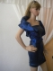 Party blue dress with pathets and baucho from taffeta