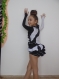 Beautiful children's costume for latin dances with crystals, combined with a shirt for lycra boy. ,  made of black and white 100% lycra