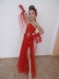 Children's dress for dancing or party, festive dress, red dress, two-piece dress, elastic skirt and bustier with ties, cufflinks.