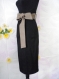 Elegant black straight skirt with belt.