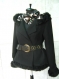 Elegant women's black coat with hood