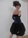 Elegant gown with net in blue, black taffeta and cuff links, unique,  non-standard stylish ladies dress, purse dress