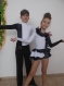 Beautiful children's costume for latin dances with crystals, combined with a shirt for lycra boy. ,  made of black and white 100% lycra