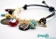 Bracelet de perles de culture avec pendants