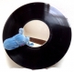 Mirroir disque vinyle, french pop art, surcyclage, original et décalé avec un hippotame bleu et son piercing