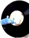 Mirroir disque vinyle, french pop art, surcyclage, original et décalé avec un hippotame bleu et son piercing
